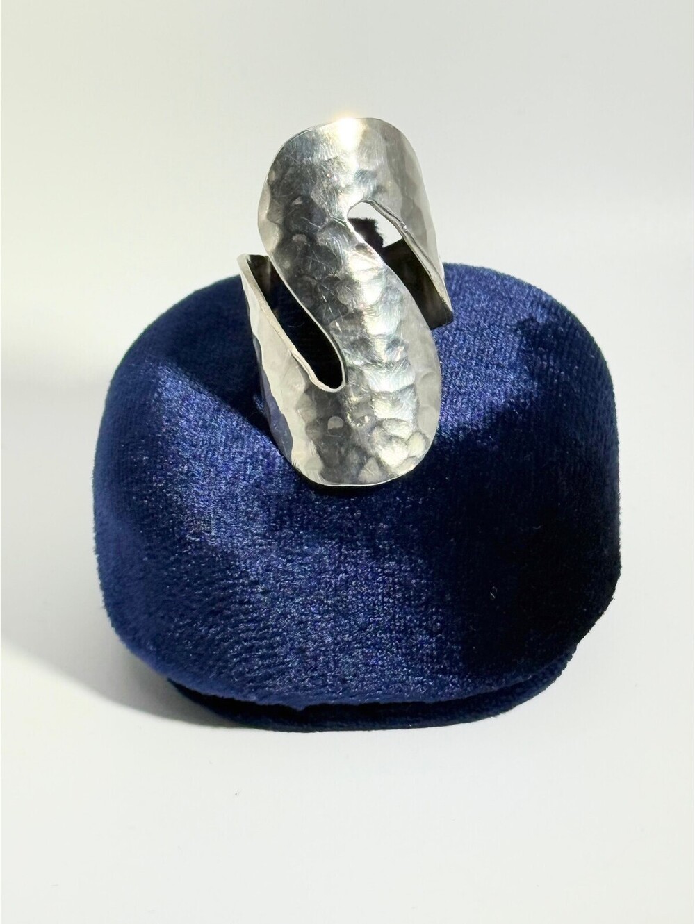 Mexican Sterling Silver (925) Hammered S-Wave Bypass Wrap Ring